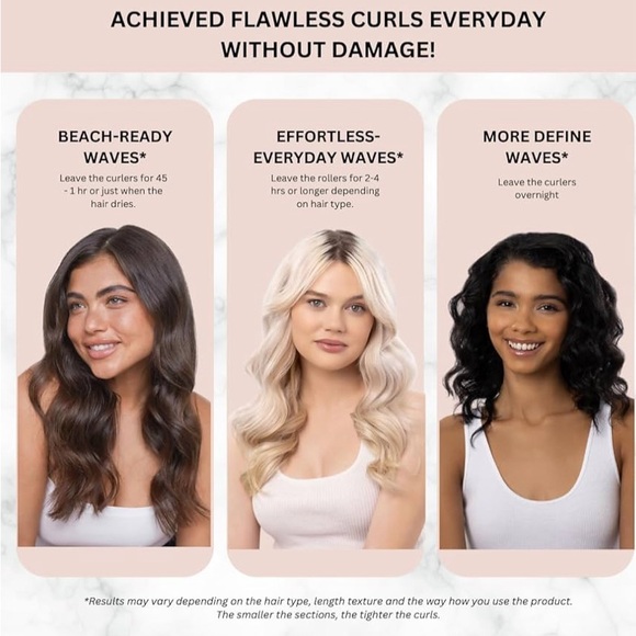 NWT Kitsch Satin Pillow Rollers - Soft Rollers for all hair types, 6pc Marble - Picture 4 of 11